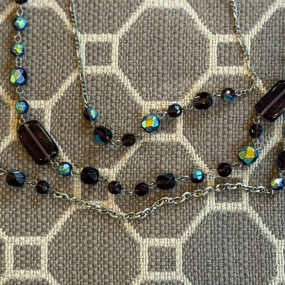 Elegant Multi-Layered Blue, Purple, and Silver Necklace - Picture 2 of 7